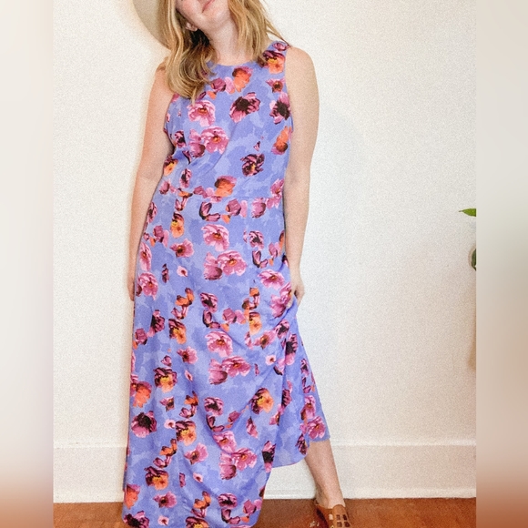 Banana Republic | Floral Contrast Stitch Maxi Dress, Sz. 20 - Picture 2 of 10